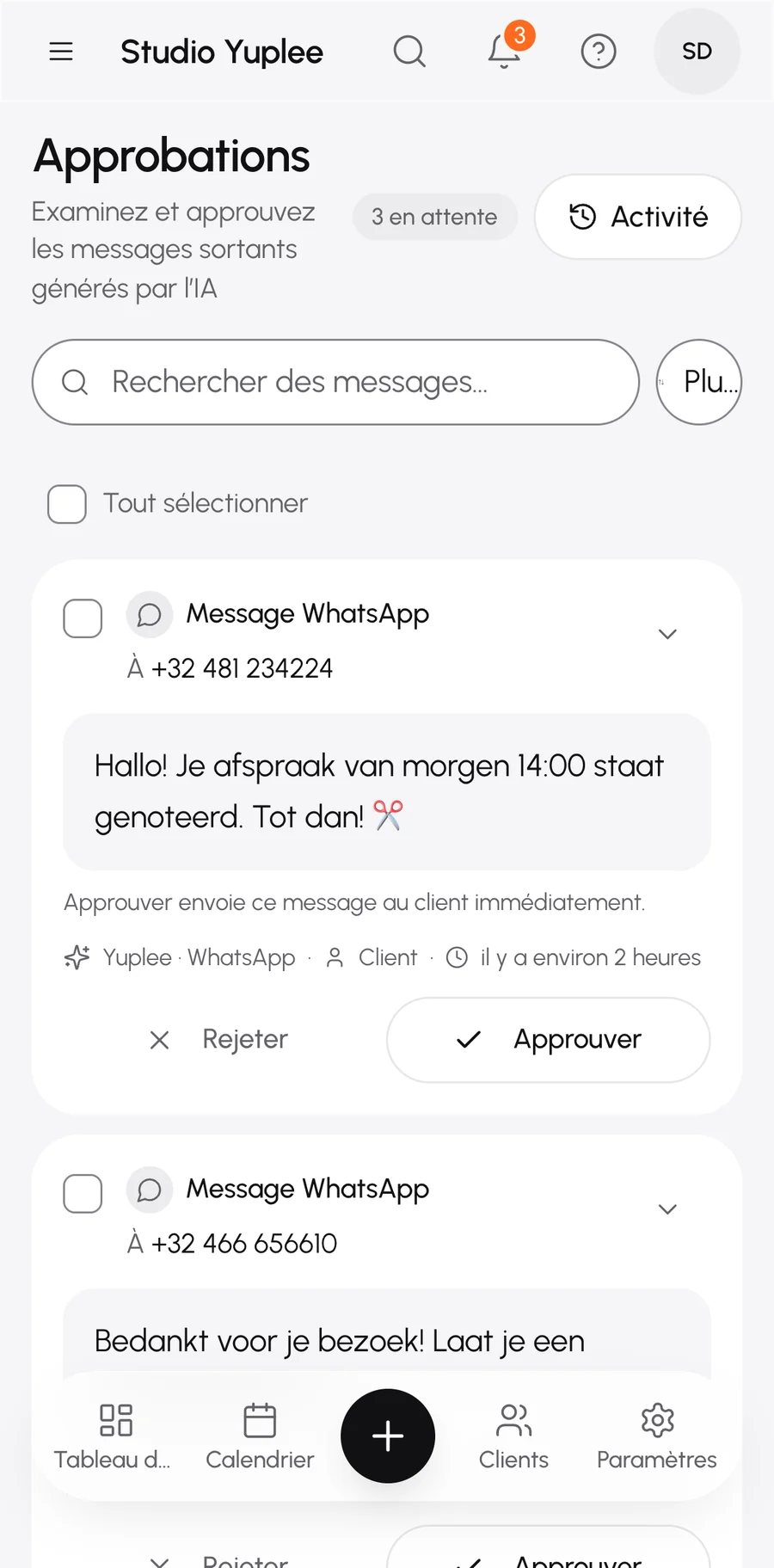 Yuplee sur un téléphone