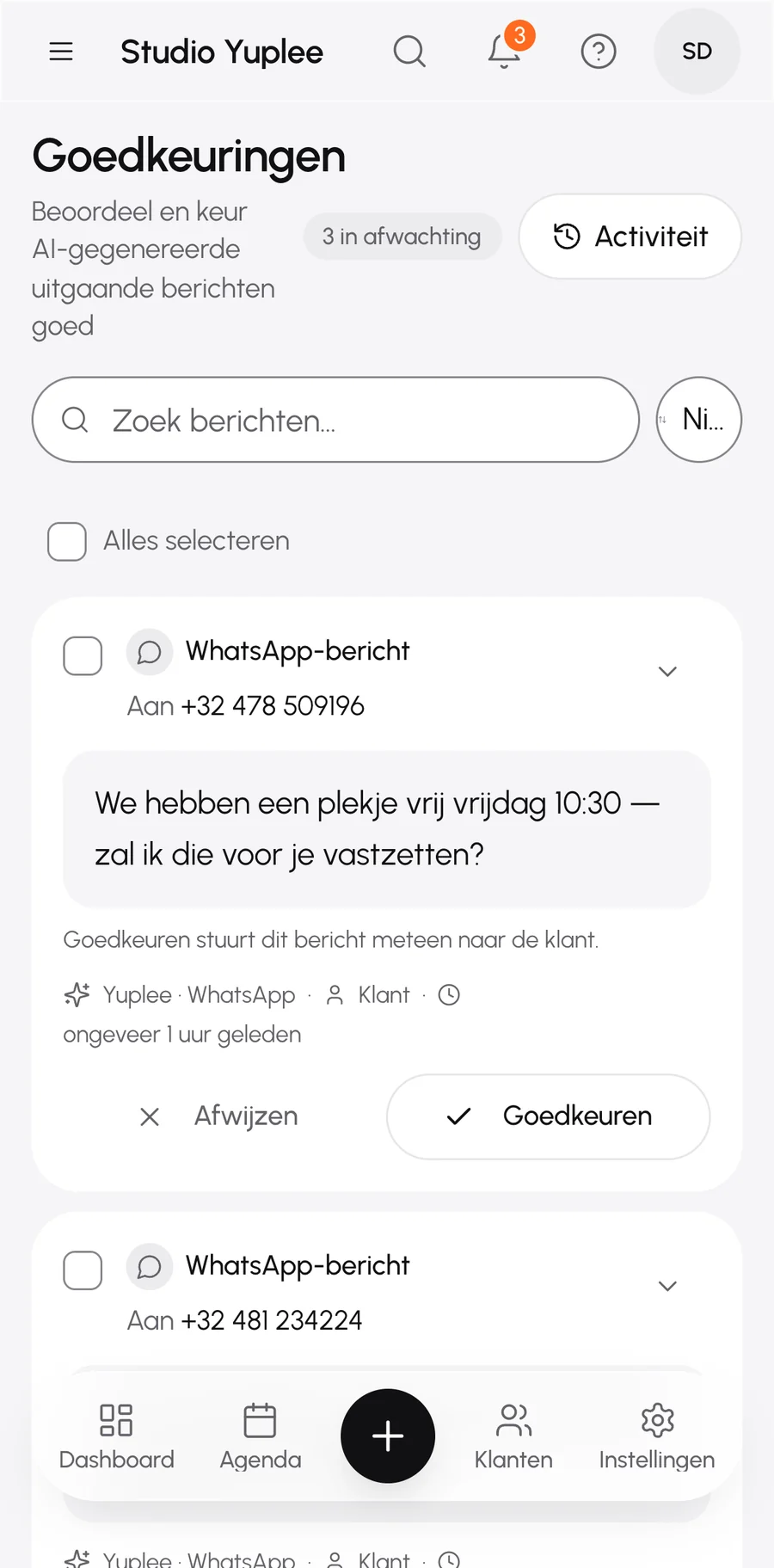 Goedkeuringen op de telefoon