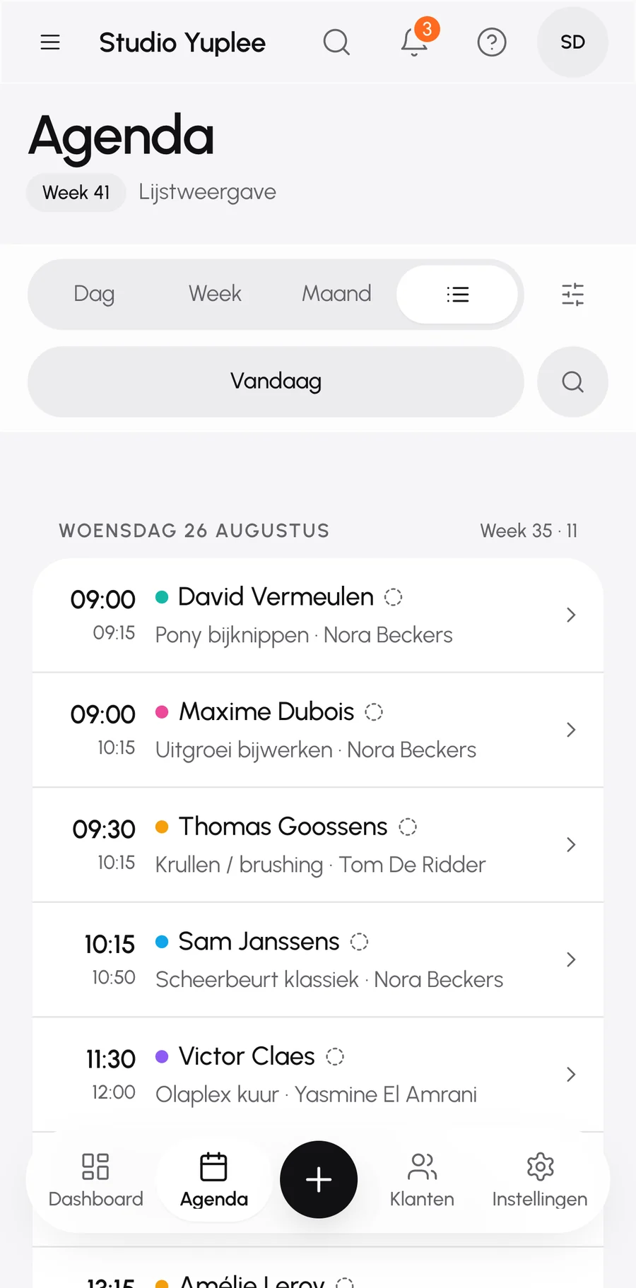 De agenda op een telefoon